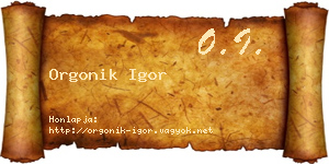 Orgonik Igor névjegykártya